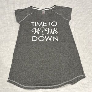“Time to Wine Down” Ladies Grey Nightshirt